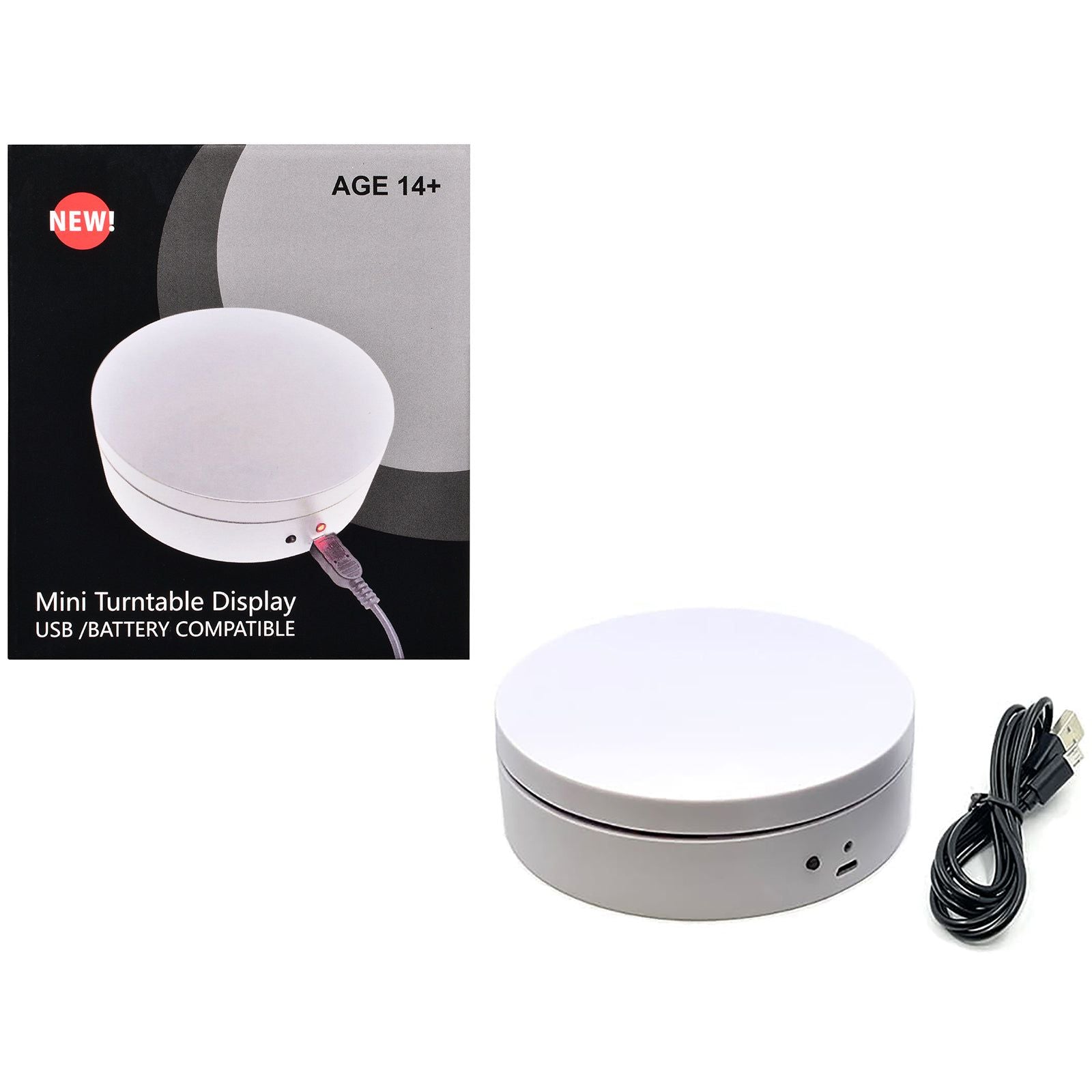 Mini Turntable Rotating Display Stand 4.75" with White Base for 1/64 Scale Model Cars