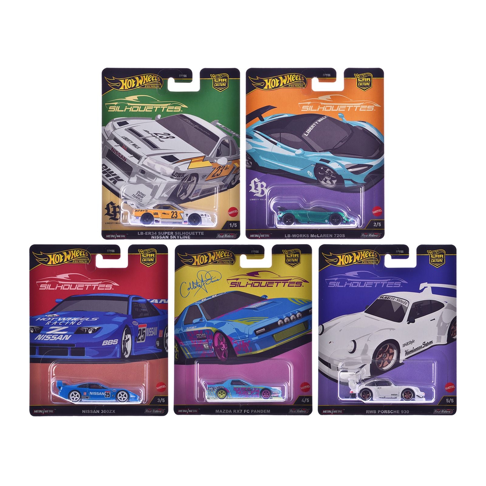 "Silhouettes" 5 piece Set "Car Culture" 2024 Series G Diecast model cars by Hot Wheels