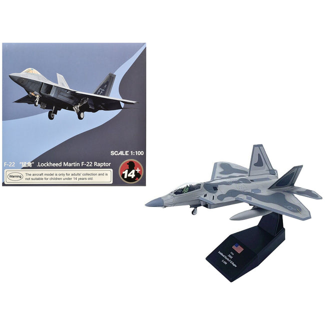 Lockheed Martin F-22A Raptor Stealth Aircraft "27th Figher Squadron 1st Operations Group Langley AFB" (2005) United States Air Force 1/100 Diecast Model Airplane