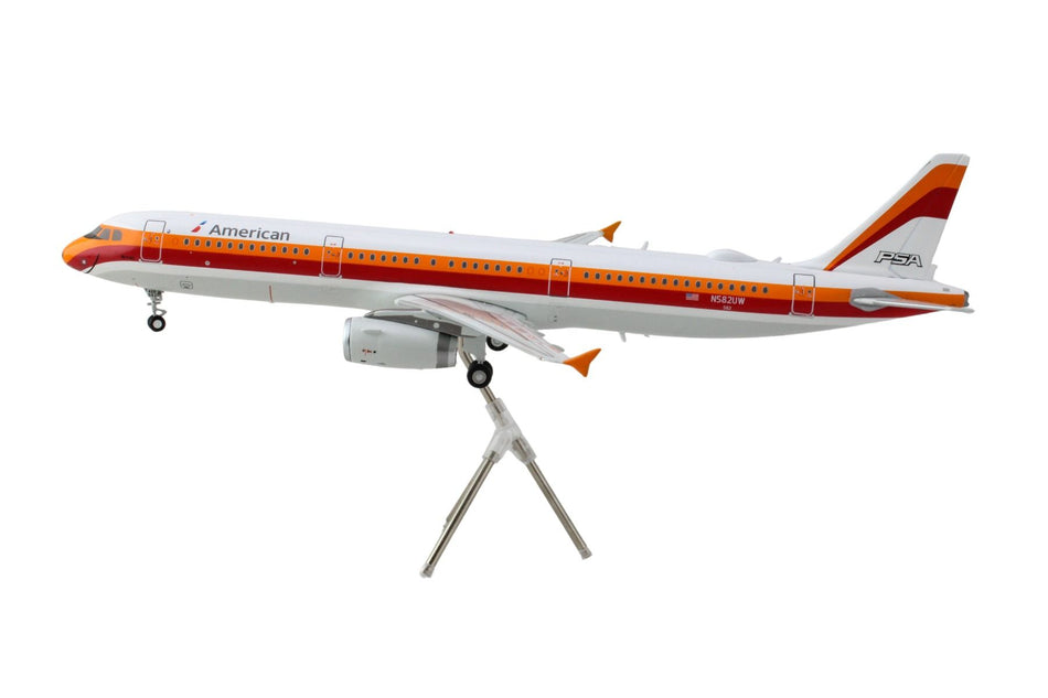 Airbus A321 Commercial Aircraft "American Airlines - PSA" (N582UW) White with Red and Orange Stripes "Gemini 200" Series 1/200 Diecast Model Airplane by GeminiJets