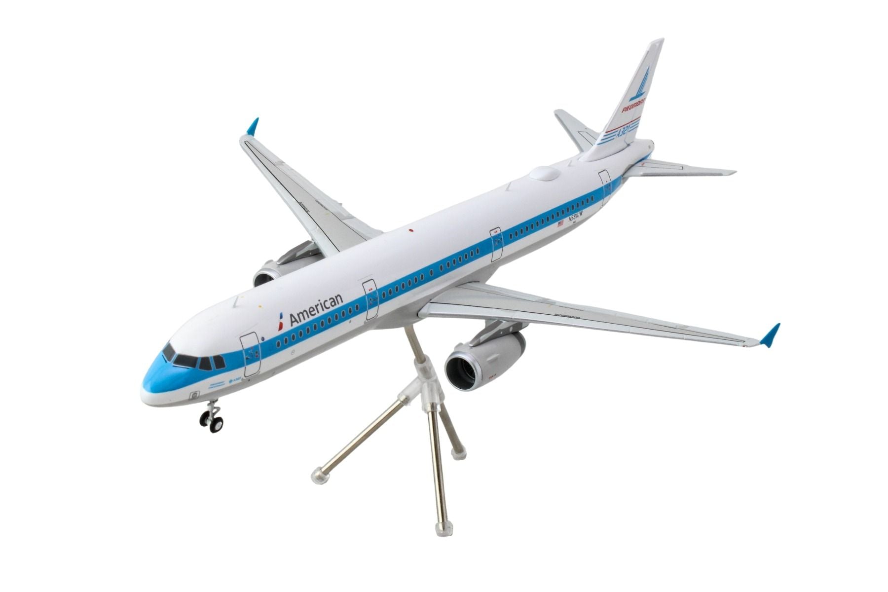 Airbus A321 Commercial Aircraft "American Airlines - Piedmont" (N581UW) White with Blue Stripes "Gemini 200" Series 1/200 Diecast Model Airplane by GeminiJets