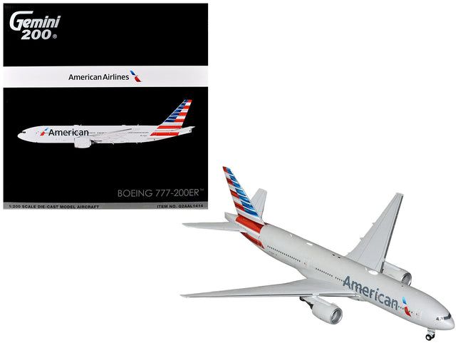 Boeing 777-200ER Commercial Aircraft "American Airlines" (N788AN) Silver with Striped Tail "Gemini 200" 1/200 Diecast Model Airplane by GeminiJets
