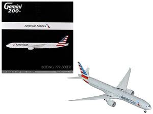 Boeing 777-300ER Commercial Aircraft "American Airlines" (N722AN) Silver with Striped Tail "Gemini 200" Series 1/200 Diecast Model Airplane by GeminiJets
