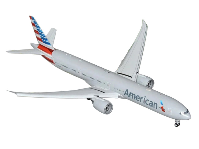 Boeing 777-300ER Commercial Aircraft with Flaps Down Configuration "American Airlines" (N722AN) Silver with Striped Tail "Gemini 200" Series  1/200 Diecast Model Airplane by GeminiJets