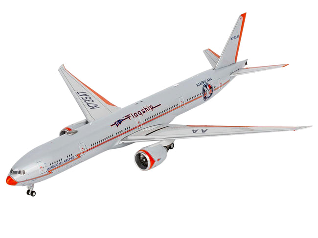 Boeing 777-300ER Commercial Aircraft "American Airlines - Flagship DFW" (N735AT) Silver with Otange Stripes "Gemini 200" Series 1/200 Diecast Model by GeminiJets