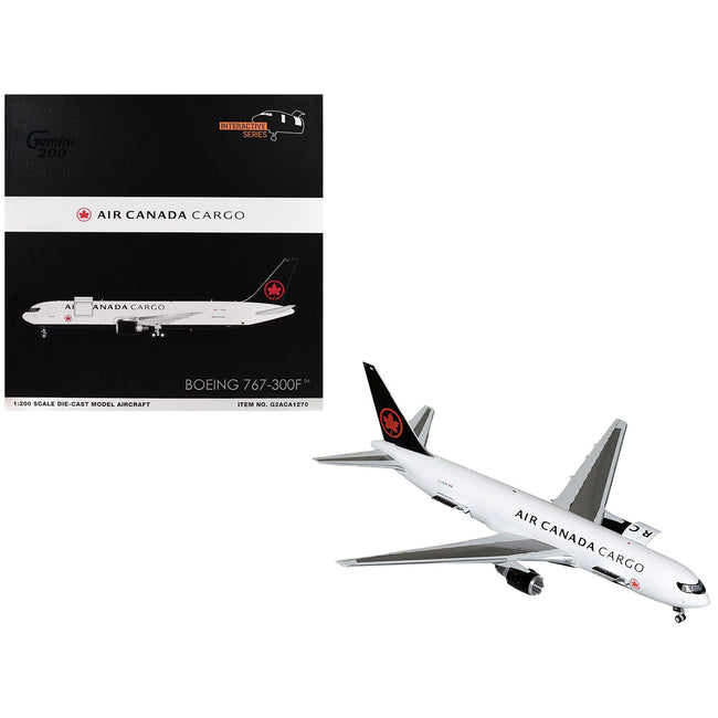 Boeing 767-300F Commercial Aircraft "Air Canada Cargo" (C-GXHM) White with Black Tail "Gemini 200 - Interactive Series" 1/200 Diecast Model Airplane by GeminiJets