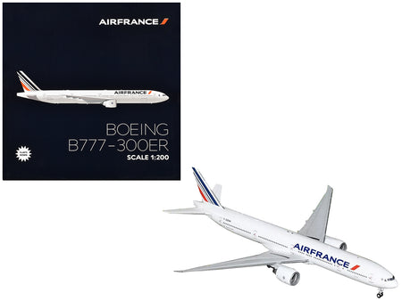 Boeing 777-300ER Commercial Aircraft with Flaps Down "Air France" (F-GZNH) White with Striped Tail "Gemini 200" Series 1/200 Diecast Model Airplane by GeminiJets