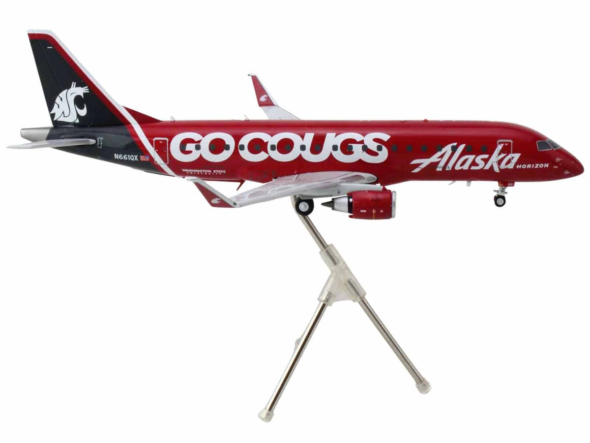 Embraer ERJ-175 Commercial Aircraft "Alaska Airlines/Horizon - Washington State Cougars" (N661QX) Red with Gray Tail "Gemini 200" Series 1/200 Diecast Model Airplane by GeminiJets