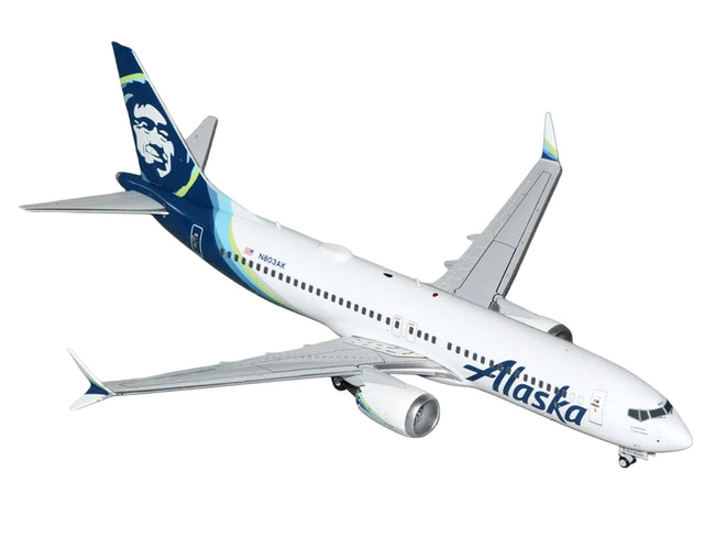 Boeing 737 MAX 8 Commercial Aircraft "Alaska Airlines" (N803AK) White with Blue Tail "Gemini 200" Series 1/200 Diecast Model Airplane by GeminiJets