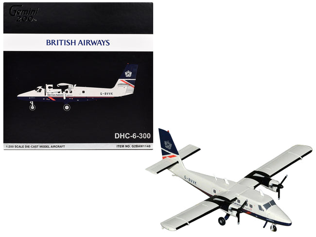 De Havilland DHC-6-300 Commercial Aircraft "British Airways Express" (N803AK) Gray with Blue Tail "Gemini 200" Series 1/200 Diecast Model Airplane by GeminiJets