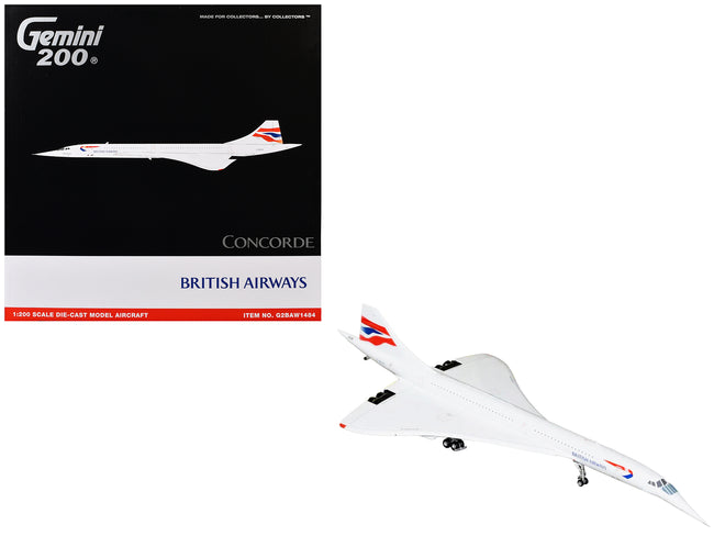 BAe/Aerospatiale Concorde Commercial Aircraft "British Airways" (G-BOAD) White with Tail Stripes "Gemini 200" Series 1/200 Diecast Model by GeminiJets