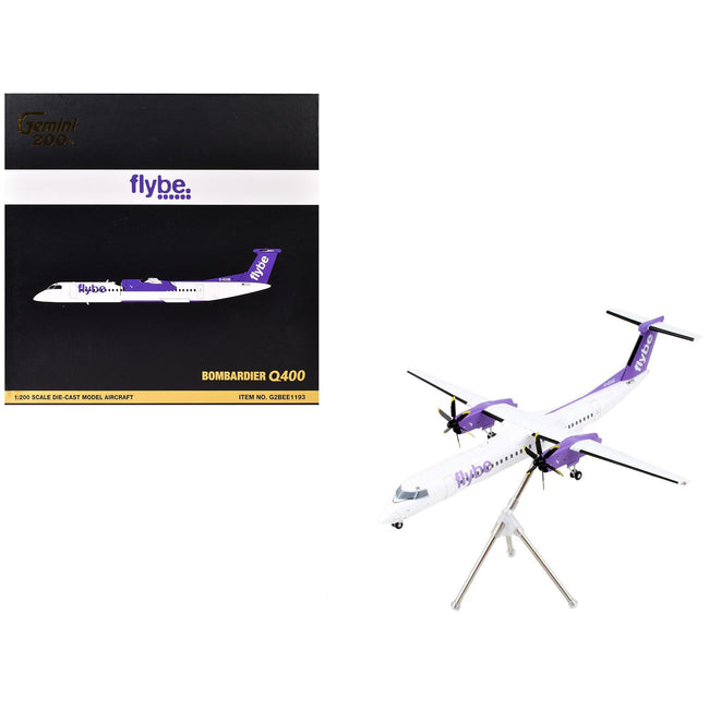 Bombardier Q400 Commercial Aircraft "Flybe" (G-ECOE) White with Purple Tail "Gemini 200" Series 1/200 Diecast Model Airplane by GeminiJets