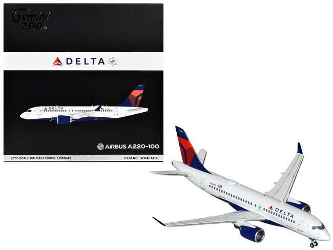 Airbus A220-100 Commercial Aircraft "Delta Air Lines" (N111NG) White with Blue and Red Tail "Gemini 200" Series 1/200 Diecast Model Airplane by GeminiJets