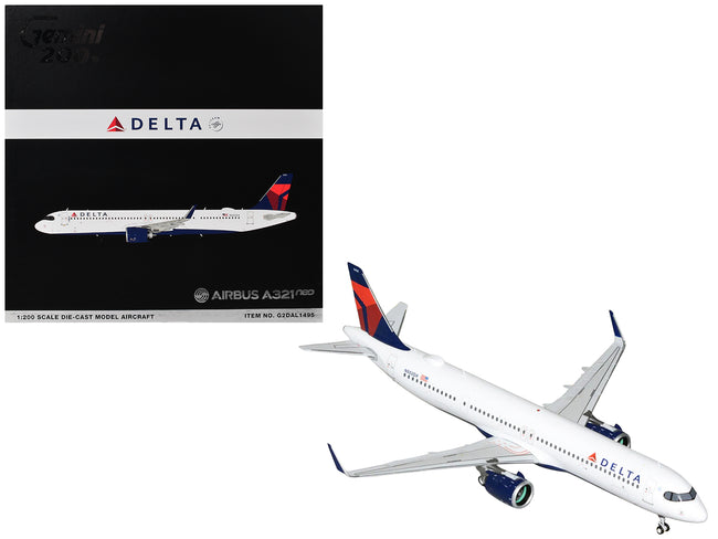 Airbus A321neo Commercial Aircraft "Delta Air Lines" (N502DX) White with Blue and Red Tail "Gemini 200" 1/200 Diecast Model Airplane by GeminiJets
