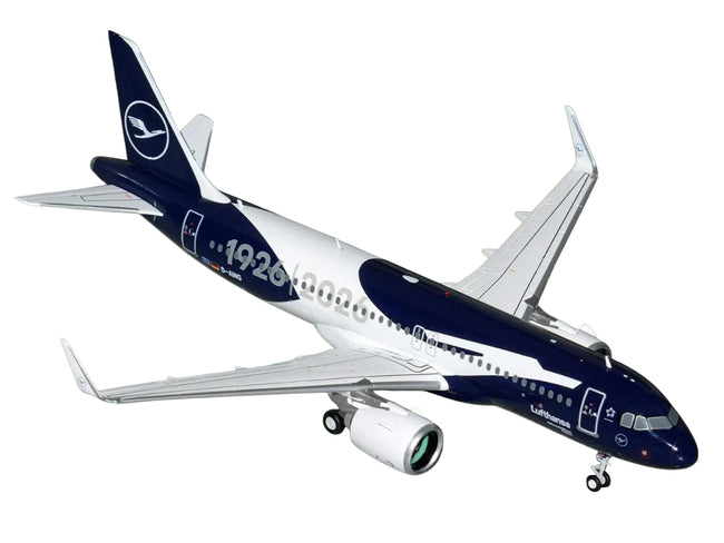 Airbus A320neo Commercial Aircraft "Lufthansa 100th Anniversary" (D-AING) White and Dark Blue "Gemini 200" Series 1/200 Diecast Model Airplane by GeminiJets