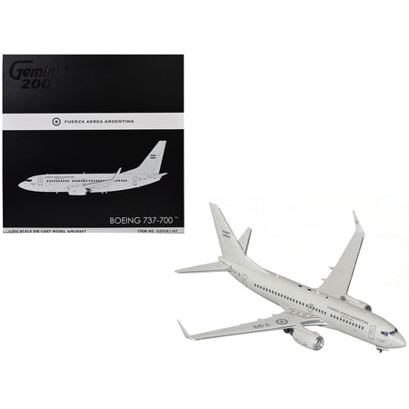 Boeing 737-700 Transport Aircraft "Fuerza Aerea Argentina (Air Force)" (T-99) Gray "Gemini 200" Series 1/200 Diecast Model Airplane by GeminiJets