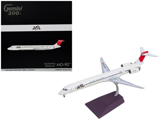 McDonnell Douglas MD-90 Commercial Aircraft "Japan Airlines" (JA002D) White with Red Tail "Gemini 200" Series 1/200 Diecast Model by GeminiJets