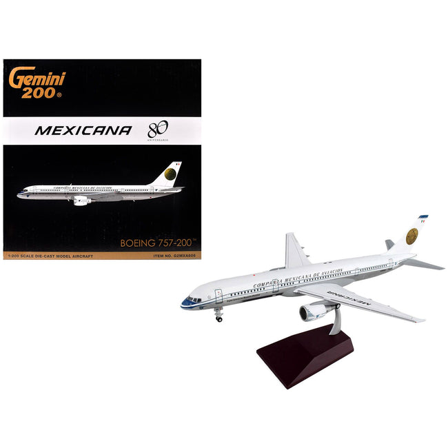 Boeing 757-200 Commercial Aircraft "Mexicana Retro Livery" (N380RM) White with Tail Graphics "Gemini 200" Series 1/200 Diecast Model Airplane by GeminiJets