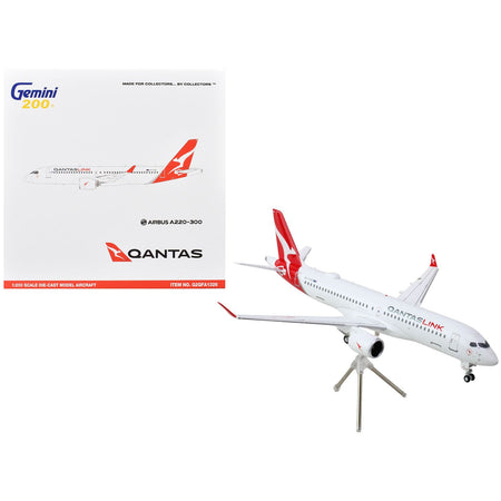 Airbus A220-300 Commercial Aircraft "QantasLink - Qantas Airways" (VH-4XB) White with Red Tail "Gemini 200" Series 1/200 Diecast Model Airplane by GeminiJets