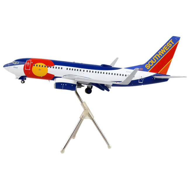 Boeing 737-700 Commercial Aircraft with Flaps Down Configuration "Southwest Airlines - Colorado One" (N230WN) White and Blue "Gemini 200" Series 1/200 Diecast Model Airplane by GeminiJets