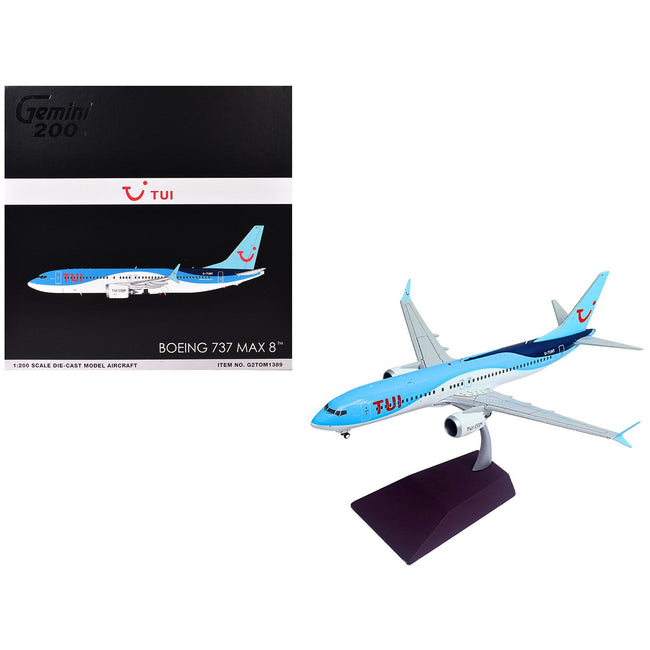 Boeing 737 MAX 8 Commercial Aircraft "TUI Airways" (G-TUMY) Blue and White "Gemini 200" Series 1/200 Diecast Model Airplane by GeminiJets