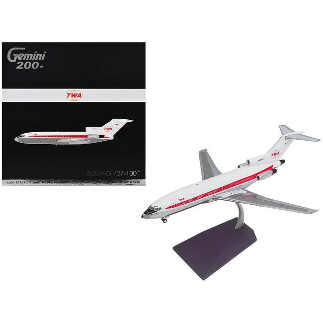 Boeing 727-100 Commercial Aircraft "Trans World Airlines (TWA)" (N851TW) White with Red Stripes "Gemini 200" Series 1/200 Diecast Model Airplane by GeminiJets