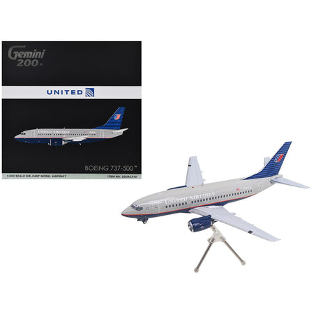 Boeing 737-500 Commercial Aircraft "United Airlines - Classic 737 Series" (N936UA) Gray with Blue Tail "Gemini 200" Series 1/200 Diecast Model Airplane by GeminiJets