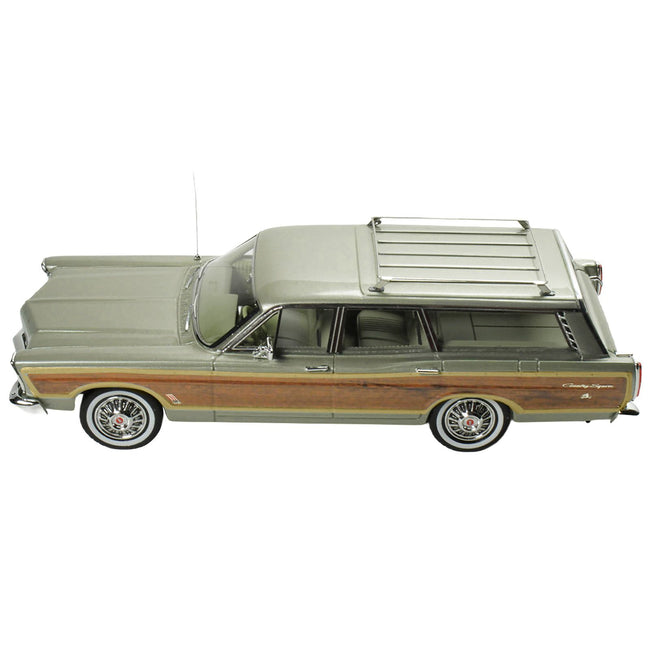 1967 Ford Country Squire Wagon Lime Gold Metallic with Woodgrain Sides and Green Interior Limited Edition to 200 pieces Worldwide 1/43 Model Car by Goldvarg Collection