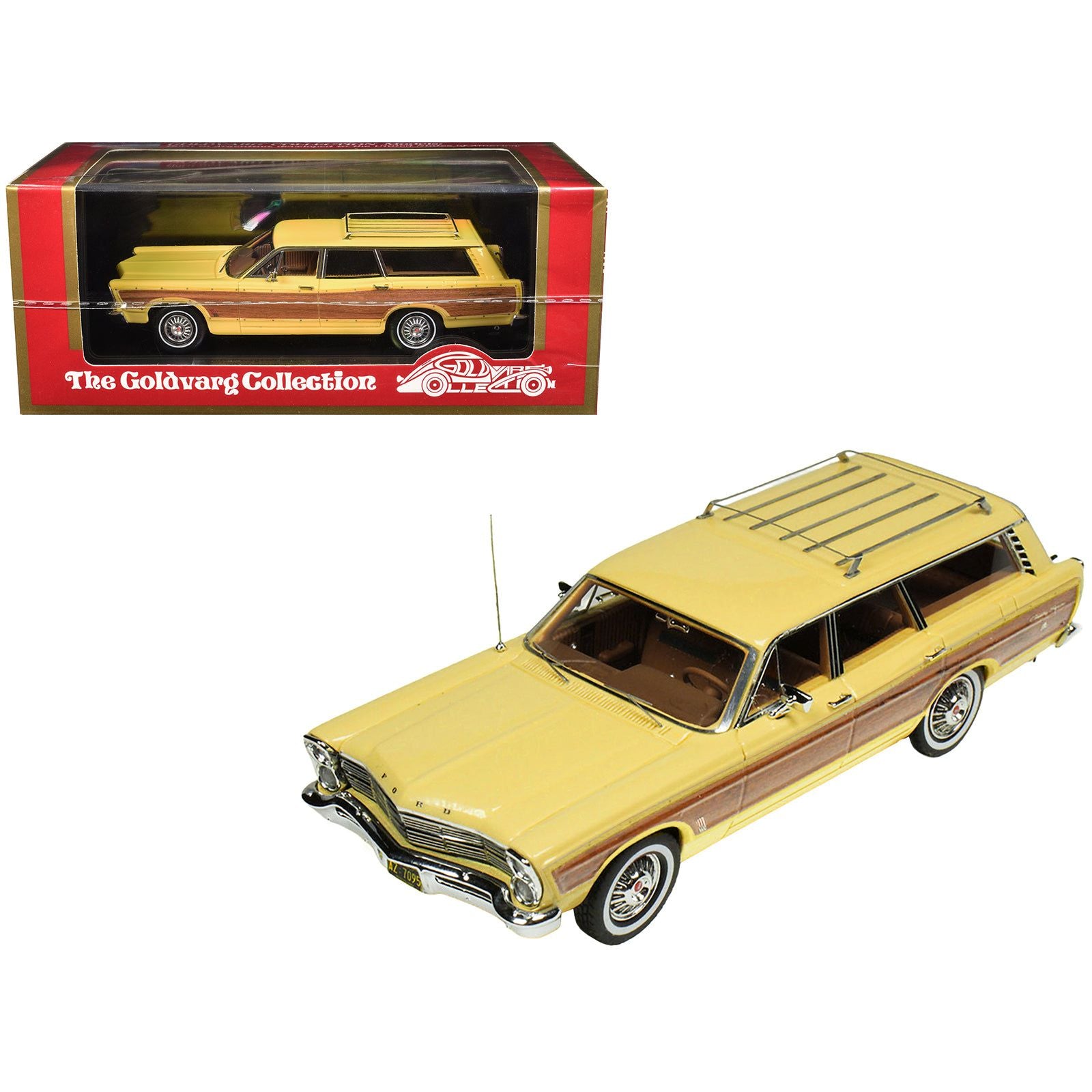 1967 Ford Country Squire Wagon Springtime Yellow with Woodgrain Sides Limited Edition to 200 pieces Worldwide 1/43 Model Car by Goldvarg Collection