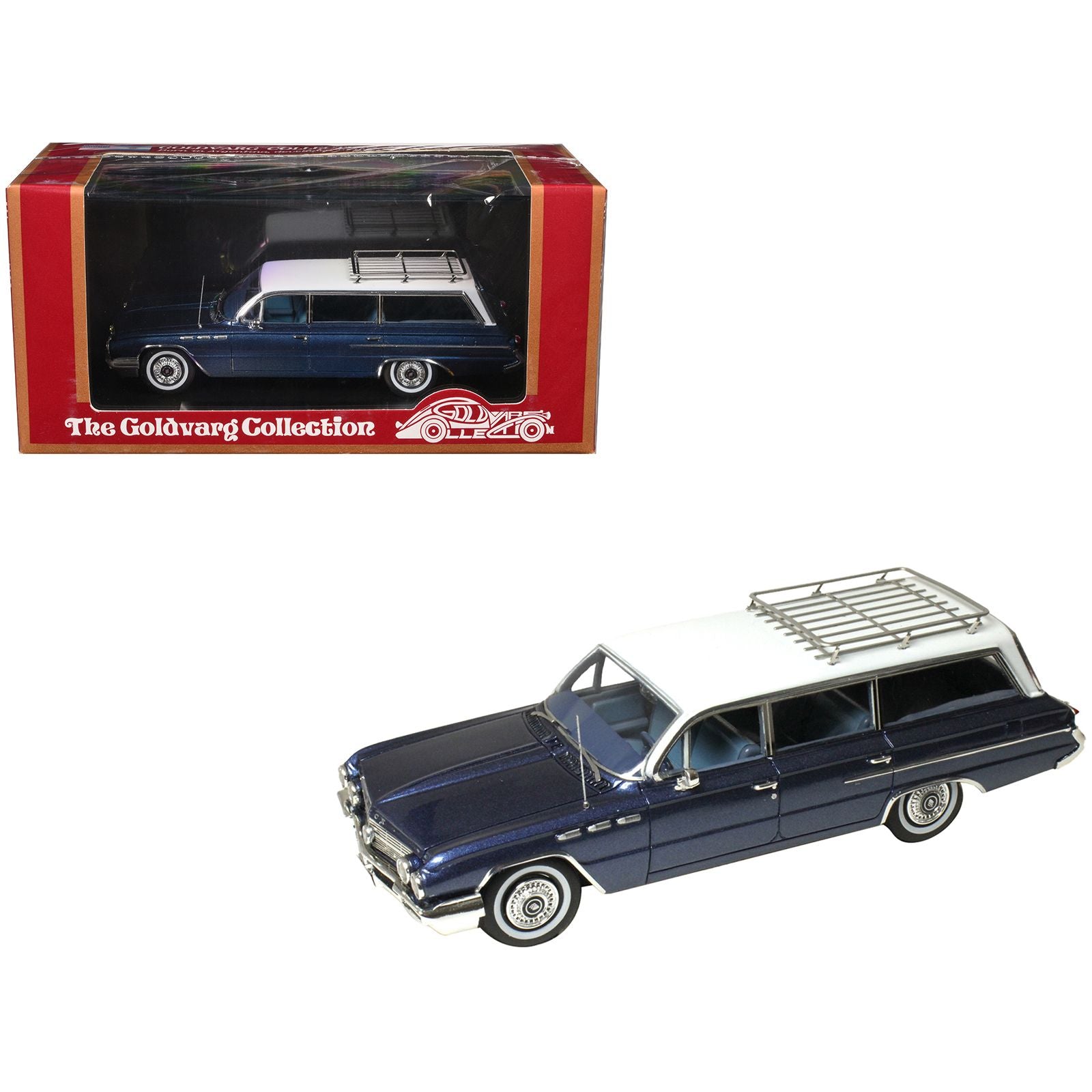 1962 Buick Invicta Station Wagon Cadet Blue Metallic with White Top and Blue Interior Limited Edition to 200 pieces Worldwide 1/43 Model Car by Goldvarg Collection