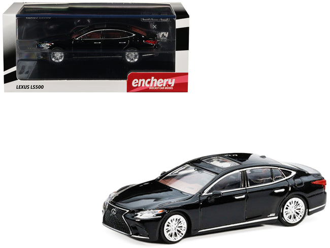 Lexus LS500h Black with Sunroof 1/64 Diecast Model Car by GCD x Enchery
