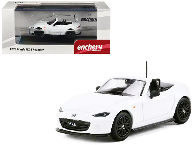 2024 Mazda MX-5 Roadster White 1/64 Diecast Model Car by GCD x Enchery
