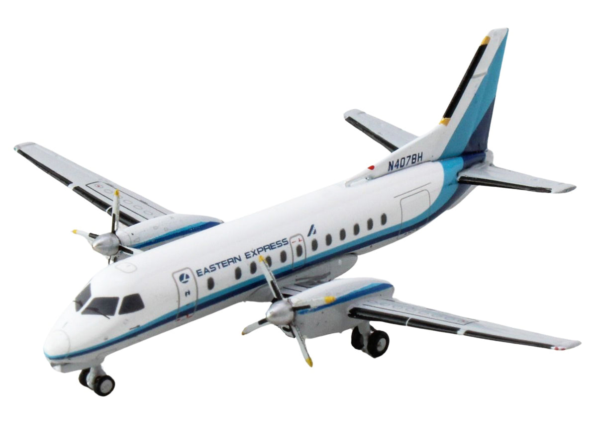 Saab 340B Commercial Aircraft "Eastern Express" (N407BH) White with Blue Stripes 1/400 Diecast Model Airplane by GeminiJets