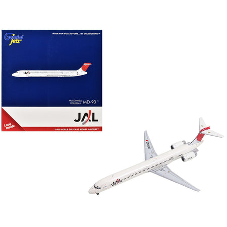 McDonnell Douglas MD-90 Commercial Aircraft "Japan Airines" (JA002D) White with Red Tail 1/400 Diecast Model Airplane by GeminiJets