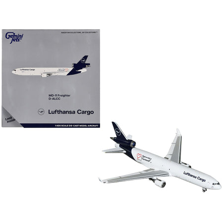 McDonnell Douglas MD-11F Commercial Aircraft "Lufthansa Cargo - Farewell to MD-11" (D-ALCC) White with Dark Blue 1/400 Diecast Model Airplane by GeminiJets