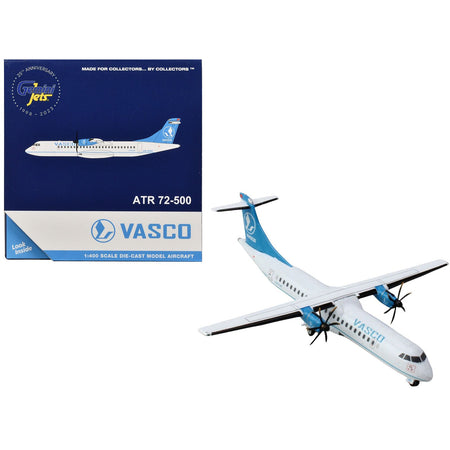ATR 72-500 Commercial Aircraft "VASCO (Vietnam Air Services Company)" (VN-B221) White with Blue Tail 1/400 Diecast Model Airplane by GeminiJets