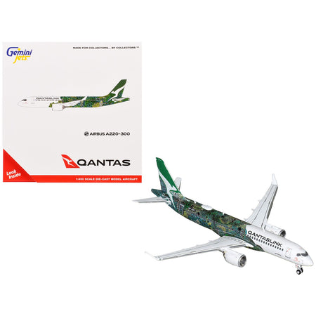 Airbus A220-300 Commercial Aircraft "QantasLink - Minyma Kutjara Tjukurpa" (VH-X4A) White with Graphics 1/400 Diecast Model Airplane by GeminiJets
