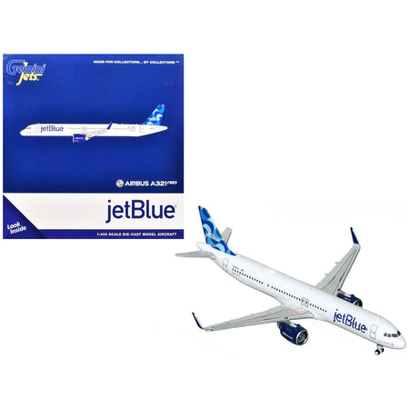 Airbus A321neo Commercial Aircraft "JetBlue Airways" (N2180J) White with Blue Tail 1/400 Diecast Model Airplane by GeminiJets