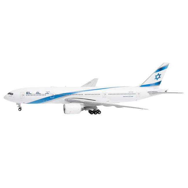 Boeing 777-200ER Commercial Aircraft "EL AL Israel Airlines" (4X-ECB) White with Blue Stripes 1/400 Diecast Model Airplane by GeminiJets