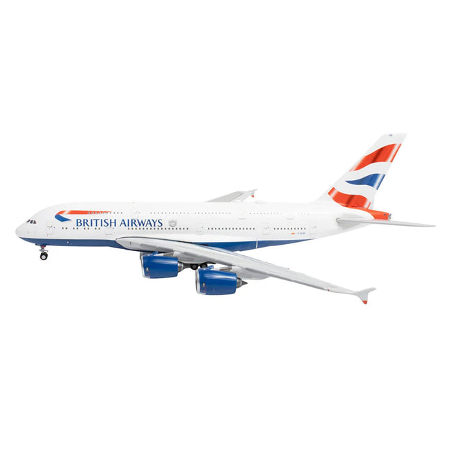 Airbus A380 Commercial Aircraft "British Airways" (G-XLEE) White with Striped Tail 1/400 Diecast Model Airplane by GeminiJets