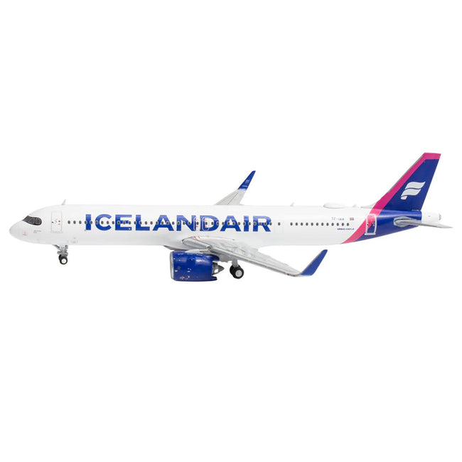 Airbus A321neo Commercial Aircraft "Icelandair" (TF-IAA) White with Blue and Pink Tail 1/400 Diecast Model Airplane by GeminiJets