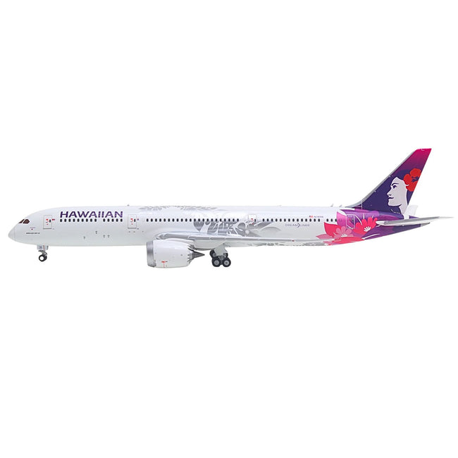 Boeing 787-9 Commercial Aircraft "Hawaiian Airlines" (N781HA) White with Purple Tail Graphics 1/400 Diecast Model Airplane by GeminiJets