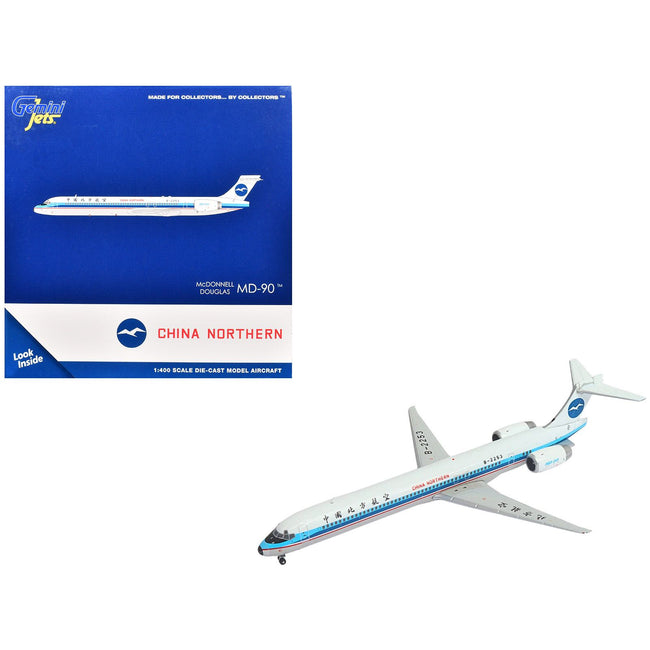 McDonnell Douglas MD-90 Commercial Aircraft "China Northern Airlines" (B-2253) White with Blue Stripes 1/400 Diecast Model Airplane by GeminiJets