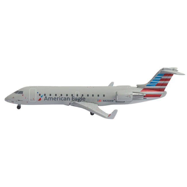 Bombardier CRJ200 Commercial Aircraft "American Eagle - Air Wisconsin" (N420AW) Gray with Red and Blue Tail 1/400 Diecast Model Airplane by GeminiJets