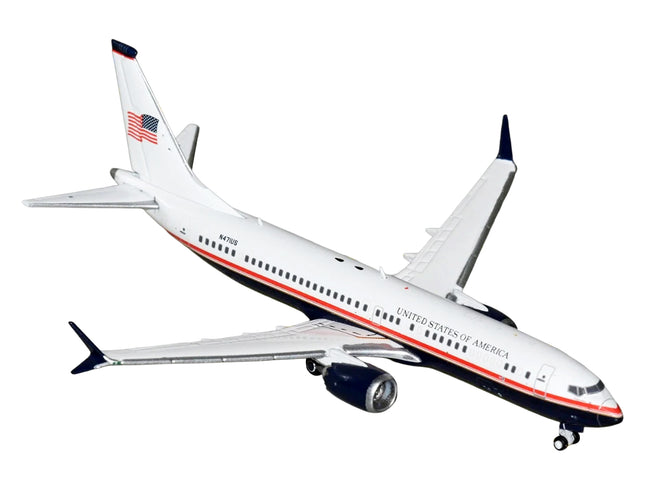 Boeing 737 MAX 8 BBJ Transport Aircraft "United States Department of Homeland Security" (N471US) White and Blue with Red Stripes 1/400 Diecast Model Airplane by GeminiJets