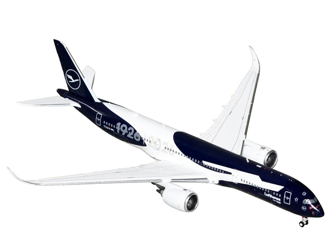 Airbus A350-900 Commercial Aircraft "Lufthansa 100th Anniversary" (D-AIXL) Dark Blue and White 1/400 Diecast Model Airplane by GeminiJets