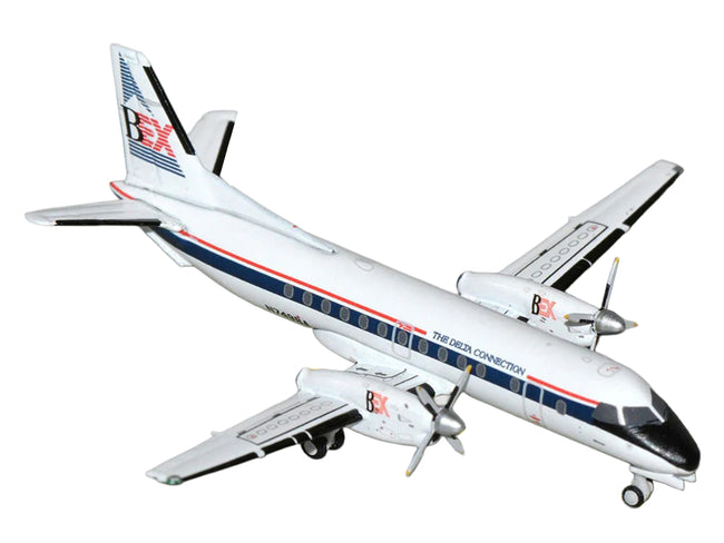 Saab 340A Commercial Aircraft "Business Express Airlines - The Delta Connection" (N749BA) White with Blue and Red Stripes 1/400 Diecast Model by GeminiJets