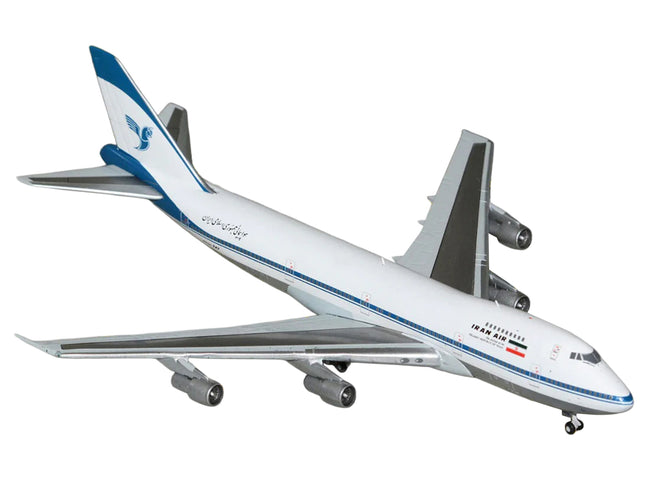 Boeing 747-100 Commercial Aircraft "Iran Air" (EP-IAM) White with Blue Stripes 1/400 Diecast Model by GeminiJets