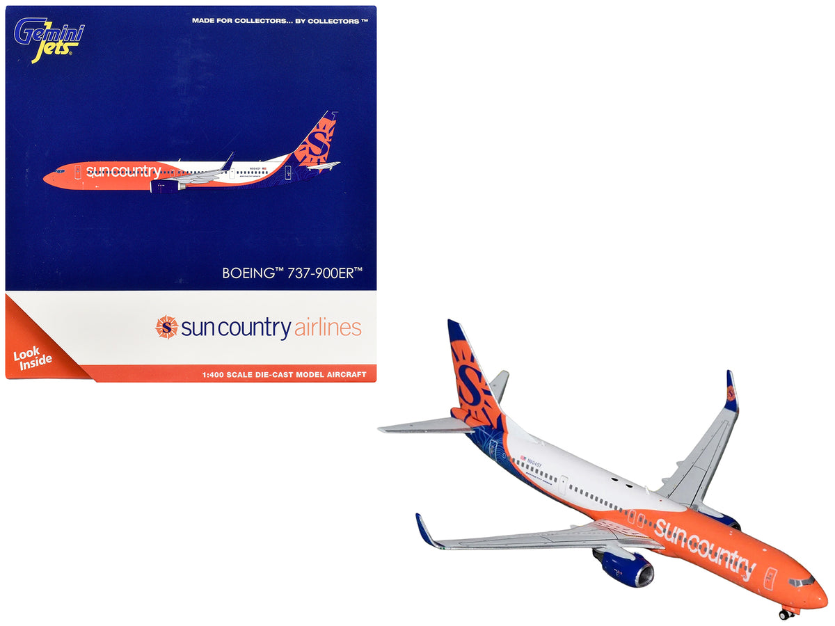 Boeing 737-900ER Commercial Aircraft "Sun Country Airlines" (N904SY) Orange and White with Blue and Orange Tail 1/400 Diecast Model Airplane by GeminiJets