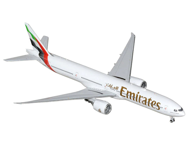 Boeing 777-300ER Commercial Aircraft "Emirates Airlines" (A6-EQH) White with Striped Tail 1/400 Diecast Model by GeminiJets